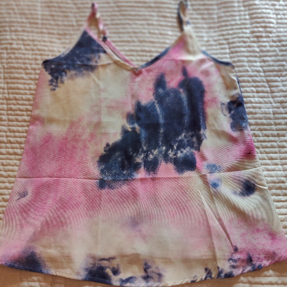 Tecrew Tie-Dye Tank Top V-Neck Women's Small